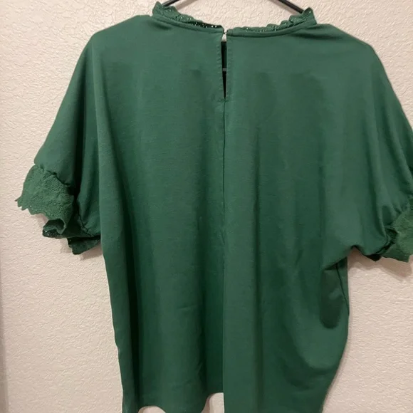 Ann Taylor Forest Green Ruffle Blouse medium - Picture 8 of 13
